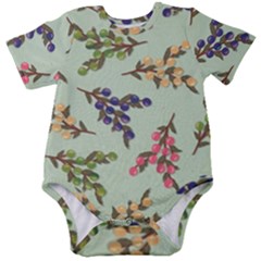 Berries Flowers Pattern Print Baby Short Sleeve Bodysuit