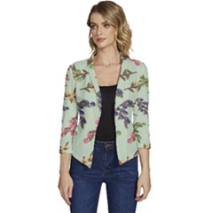 Berries Flowers Pattern Print Women s Casual 3/4 Sleeve Spring Jacket