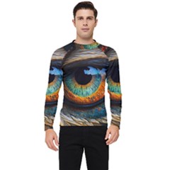 Eye Bird Feathers Vibrant Men s Long Sleeve Rash Guard