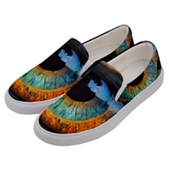 Eye Bird Feathers Vibrant Men s Canvas Slip Ons