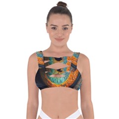 Eye Bird Feathers Vibrant Bandaged Up Bikini Top