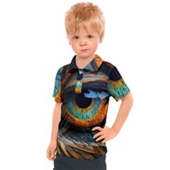 Eye Bird Feathers Vibrant Kids  Polo T-shirt