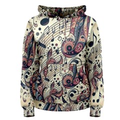 Paisley Print Musical Notes8 Women s Pullover Hoodie