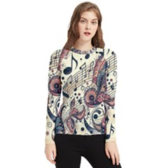 Paisley Print Musical Notes8 Women s Long Sleeve Rash Guard