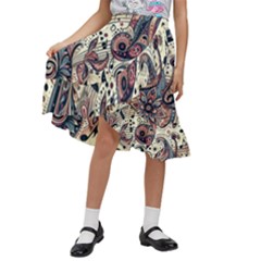 Paisley Print Musical Notes8 Kids  Ruffle Flared Wrap Midi Skirt by RiverRootz