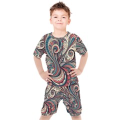 Paisley Print Musical Notes6 Kids  T-shirt And Shorts Set