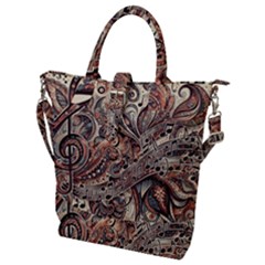 Paisley Print Musical Notes5 Buckle Top Tote Bag