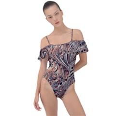 Paisley Print Musical Notes5 Frill Detail One Piece Swimsuit