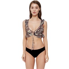 Paisley Print Musical Notes5 Low Cut Ruffle Edge Bikini Top