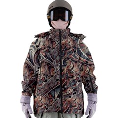 Paisley Print Musical Notes5 Women s Zip Ski And Snowboard Waterproof Breathable Jacket by RiverRootz