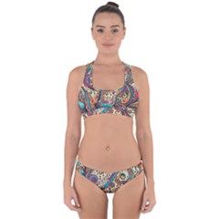 Paisley Print Musical Notes Cross Back Hipster Bikini Set by RiverRootz