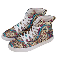 Paisley Print Musical Notes Men s Hi-top Skate Sneakers