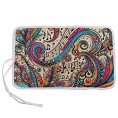 Paisley Print Musical Notes Pen Storage Case (s)