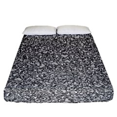 Fuck You Phrase Sketchy Drawing Motif Random Pattern Black Backgrond Fitted Sheet (queen Size)