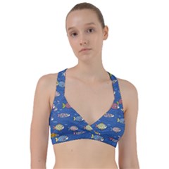 Sea Fish Blue Submarine Animals Patteen Sweetheart Sports Bra