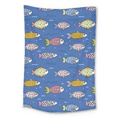 Sea Fish Blue Submarine Animals Patteen Large Tapestry