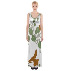 Nasturtium Flowers Plant Leaves Thigh Split Maxi Dress