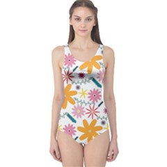 Pattern Background Vintage Floral One Piece Swimsuit