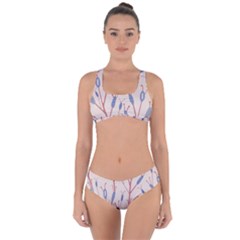 Abstract Pattern Floral Branches Criss Cross Bikini Set