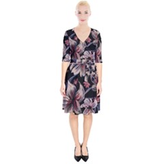 Flowers Floral Pattern Design Wrap Up Cocktail Dress