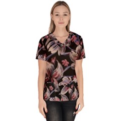 Flowers Floral Pattern Design Women s V-neck Scrub Top