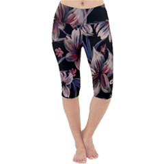 Flowers Floral Pattern Design Lightweight Velour Cropped Yoga Leggings