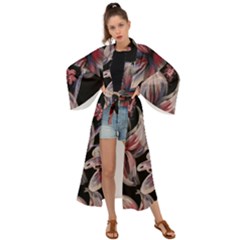 Flowers Floral Pattern Design Maxi Kimono