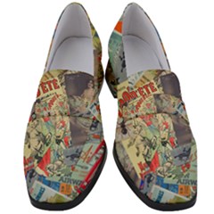 Paper Scattered Vintage Women s Chunky Heel Loafers