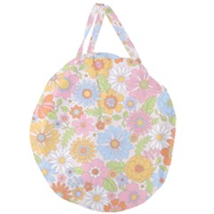 Pattern Background Vintage Floral Giant Round Zipper Tote
