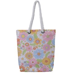 Pattern Background Vintage Floral Full Print Rope Handle Tote (small)