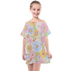 Pattern Background Vintage Floral Kids  One Piece Chiffon Dress