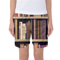 Books Bookshelves Office Fantasy Background Artwork Book Cover Apothecary Book Nook Literature Libra Women s Basketball Shorts by Posterlux