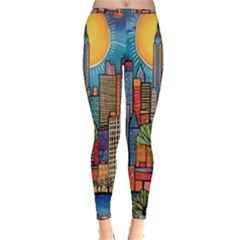 City New York Nyc Skyscraper Skyline Downtown Night Business Urban Travel Landmark Building Architec Inside Out Leggings