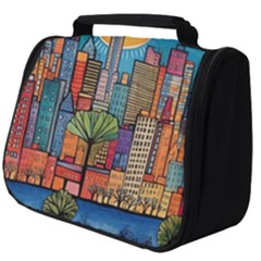 City New York Nyc Skyscraper Skyline Downtown Night Business Urban Travel Landmark Building Architec Full Print Travel Pouch (big)