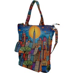 City New York Nyc Skyscraper Skyline Downtown Night Business Urban Travel Landmark Building Architec Shoulder Tote Bag