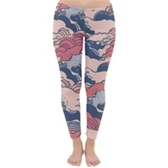 Waves Ocean Sea Water Pattern Rough Seas Digital Art Nature Nautical Classic Winter Leggings