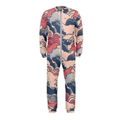 Waves Ocean Sea Water Pattern Rough Seas Digital Art Nature Nautical Onepiece Jumpsuit (kids)