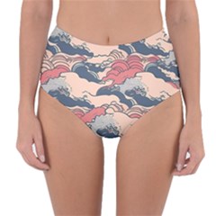 Waves Ocean Sea Water Pattern Rough Seas Digital Art Nature Nautical Reversible High-waist Bikini Bottoms