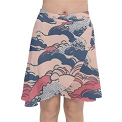 Waves Ocean Sea Water Pattern Rough Seas Digital Art Nature Nautical Chiffon Wrap Front Skirt