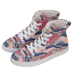 Waves Ocean Sea Water Pattern Rough Seas Digital Art Nature Nautical Men s Hi-top Skate Sneakers