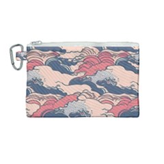 Waves Ocean Sea Water Pattern Rough Seas Digital Art Nature Nautical Canvas Cosmetic Bag (medium)