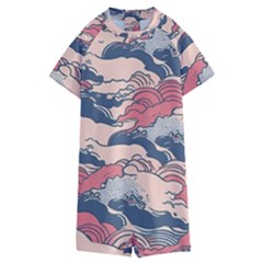 Waves Ocean Sea Water Pattern Rough Seas Digital Art Nature Nautical Kids  Boyleg Half Suit Swimwear