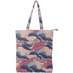 Waves Ocean Sea Water Pattern Rough Seas Digital Art Nature Nautical Double Zip Up Tote Bag