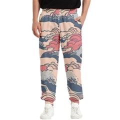 Waves Ocean Sea Water Pattern Rough Seas Digital Art Nature Nautical Men s Elastic Waist Pants