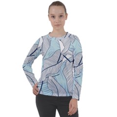 Tropical Flower Seamless Pattern Women s Long Sleeve Raglan T-shirt