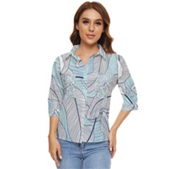 Tropical Flower Seamless Pattern Women s Quarter Sleeve Pocket Shirt