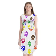 Pawprints Paw Prints Paw Animal Sleeveless Chiffon Dress  