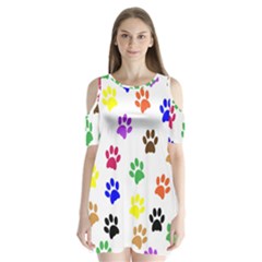 Pawprints Paw Prints Paw Animal Shoulder Cutout Velvet One Piece by Apen