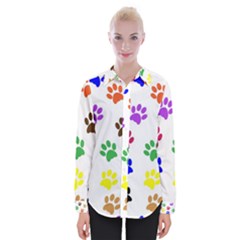 Pawprints Paw Prints Paw Animal Womens Long Sleeve Shirt