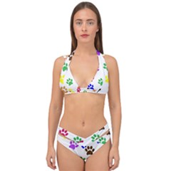 Pawprints Paw Prints Paw Animal Double Strap Halter Bikini Set by Apen